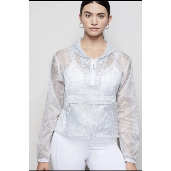 Good American Size Medium /2 Icy Leopard Windbreaker White Hoodie Jacket Beltbag - Picture 8 of 8